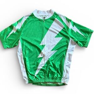 NASBAR MENS GREEN WHITE CYCLING JERSEY SHIRT 1/4 ZIP SIZE LARGE LIGHTWEIGHT